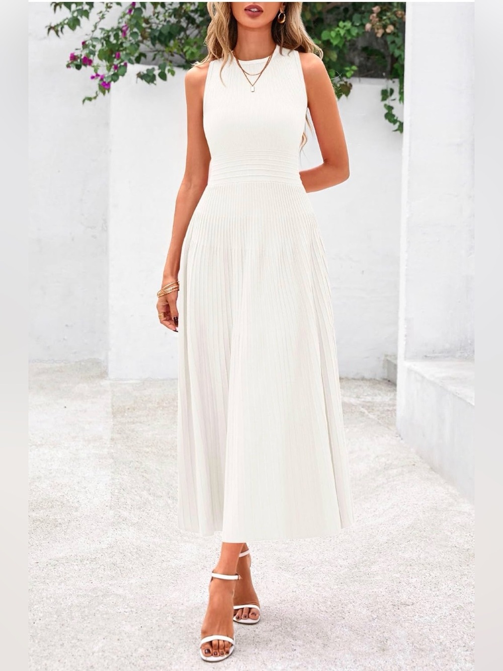 Women’s Summer Pleated Midi Work Dress